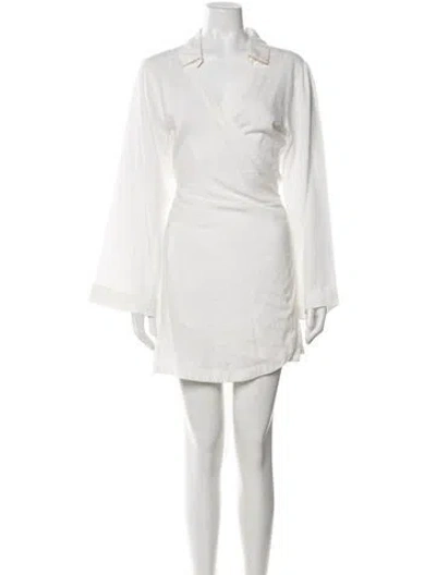Pre-owned Melissa Odabash V-neck Mini Dress In White