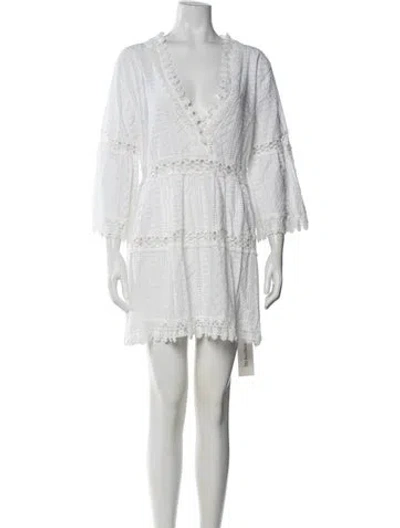 Pre-owned Melissa Odabash V-neck Mini Dress In White
