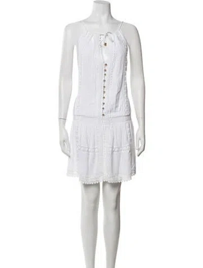 Pre-owned Melissa Odabash V-neck Mini Dress In White
