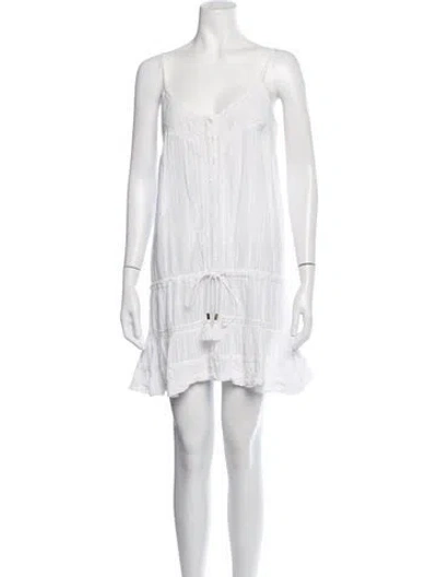Pre-owned Melissa Odabash V-neck Mini Dress In White