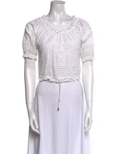 Pre-owned Melissa Odabash V-neck Short Sleeve Crop Top In White