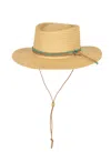 Melissa Odabash Wide Brim Boater Hat With Turquoise Beads In Brown