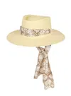 Melissa Odabash Wide Brim Hat With Snake Ribbon In Brown