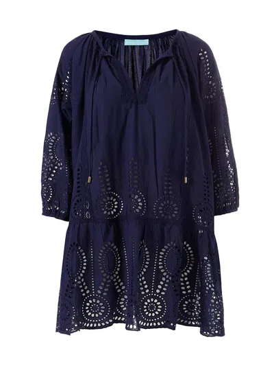 Melissa Odabash Women's Ashley Eyelet Cotton Cover-up Minidress In Blue