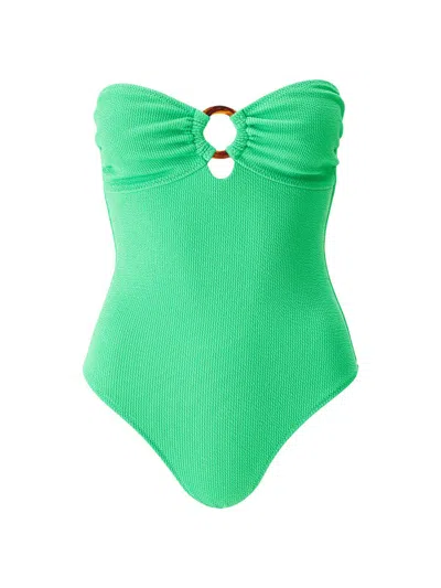 Melissa Odabash Barbuda O-ring Strapless One-piece Swimsuit In Green Ridges