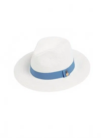 Melissa Odabash Women's Fedora Hat In White/cornflower