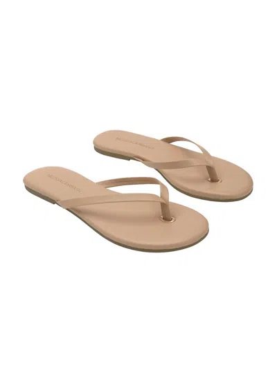 Melissa Odabash Women's Leather Flip Flops Sandal In Nude In Brown
