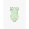 Melissa Odabash Como Printed Strapless Swimsuit In Palmetto