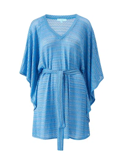 Melissa Odabash Women's Petra Crochet-knit Caftan Minidress In Blue