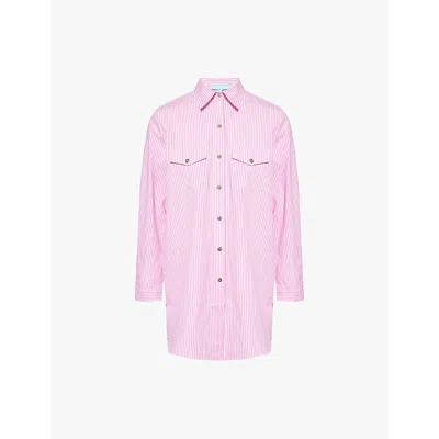 Melissa Odabash Womens Pink Stripe Francesca Striped Cotton Cover-up In Pink Stripe