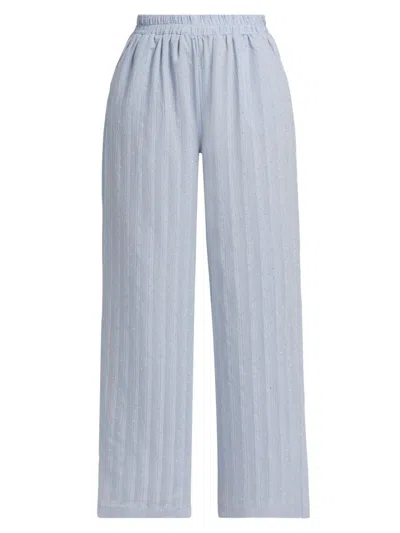 Melissa Odabash Women's Trisha Embellished Stripe Wide-leg Pants In Blue