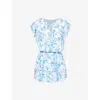Melissa Odabash Keri Printed Ruffled Minidress In Blue Leaf