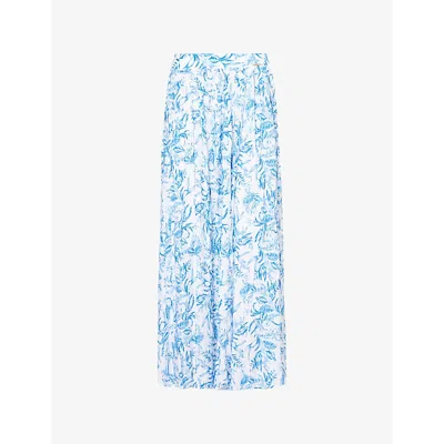 Melissa Odabash Mira Printed Maxi Skirt In Blue Leaf