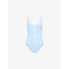 Melissa Odabash Bellino One-piece Swimsuit In Dusty Blue/white