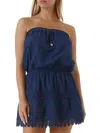 Melissa Odabash Iris Eyelet Strapless Swim Cover Up In Blue