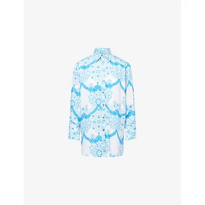 Melissa Odabash Womens  Paige Paisley-print Woven Shirt In Blue