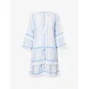Melissa Odabash Womens Oasis Stripe Claudia Stripe Mini Cotton Beach Dress
