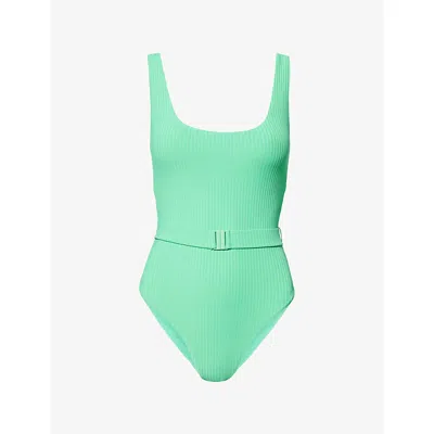 Melissa Odabash Rio Belted Ribbed Swimsuit In Green