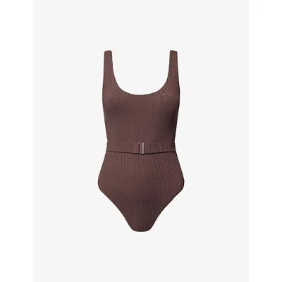 Melissa Odabash Womens Brown Ribbed Rio Ribbed Swimsuit