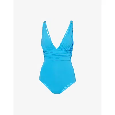 Melissa Odabash Womens  Panarea Plunge-neck Swimsuit In Blue