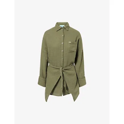 Melissa Odabash Womens  Sara Wrap-front Cotton Dress In Green