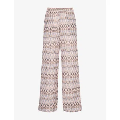 Melissa Odabash Womens Olivia Zig-zag Knit Trousers Sand Knit Xs
