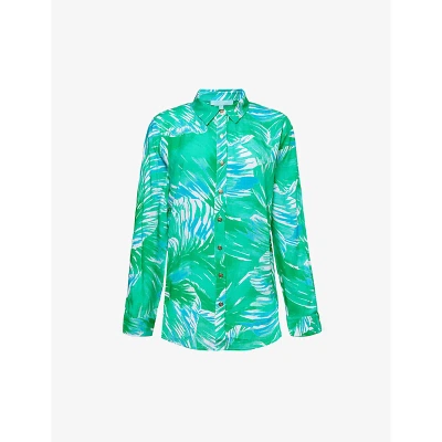 Melissa Odabash Womens Rainforest Millie Abstract-pattern Woven Shirt