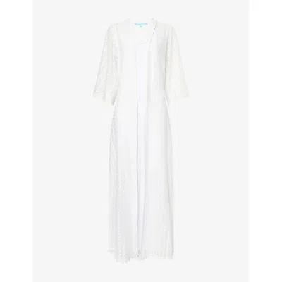 Melissa Odabash Womens  Tali Semi-sheer Knitted Kaftan In White