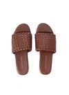 Melissa Odabash Woven Slider Sandals Dark Tan In Brown