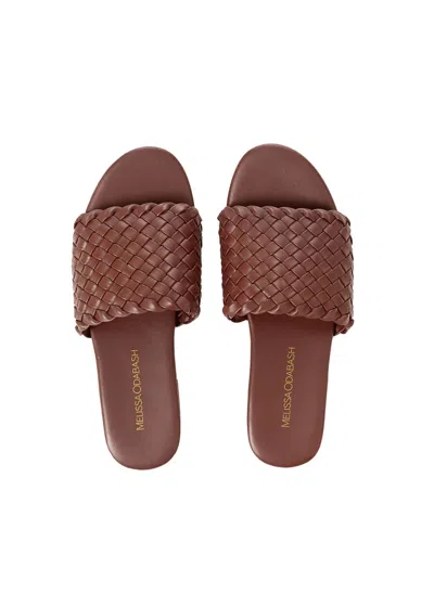 Melissa Odabash Woven Slider Sandals Dark Tan In Brown