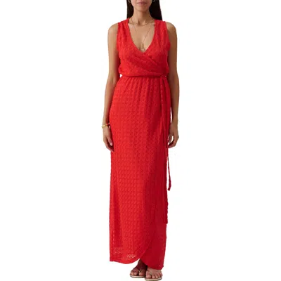 Melissa Odabash Zima Sleeveless Cover-up Maxi Dress In Red