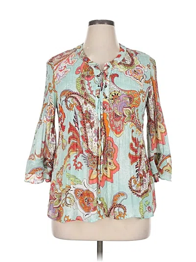 Pre-owned Melissa Paige 3/4 Sleeve Blouse In Blue