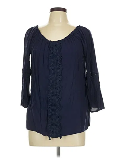 Pre-owned Melissa Paige 3/4 Sleeve Blouse In Blue
