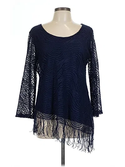 Pre-owned Melissa Paige 3/4 Sleeve Top Blue Boatneck Tops