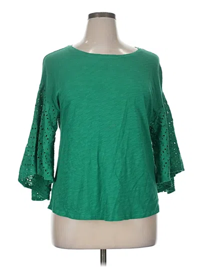 Pre-owned Melissa Paige 3/4 Sleeve Top Green Boatneck Tops