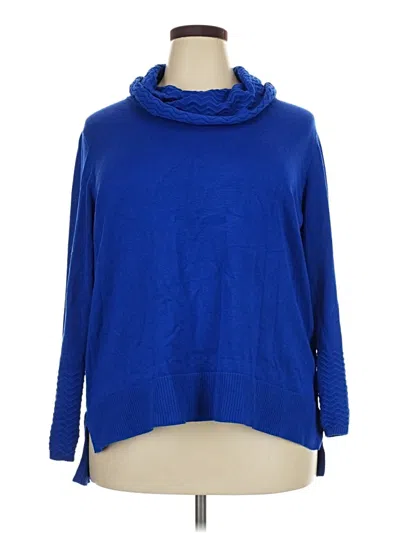 Pre-owned Melissa Paige 3/4 Sleeve Turtleneck In Blue