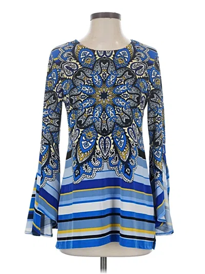 Pre-owned Melissa Paige Long Sleeve Blouse In Blue