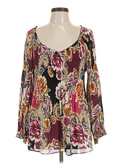Pre-owned Melissa Paige Long Sleeve Blouse In Burgundy