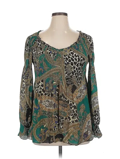 Pre-owned Melissa Paige Long Sleeve Blouse In Green