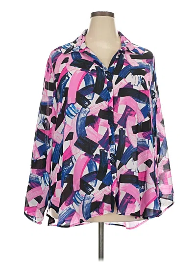Pre-owned Melissa Paige Long Sleeve Blouse In Pink
