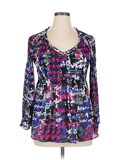 Pre-owned Melissa Paige Long Sleeve Blouse In Purple