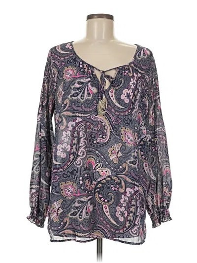 Pre-owned Melissa Paige Long Sleeve Blouse In Purple