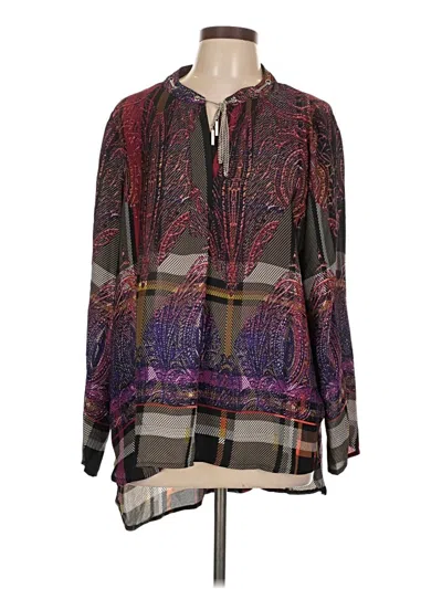 Pre-owned Melissa Paige Long Sleeve Blouse In Purple