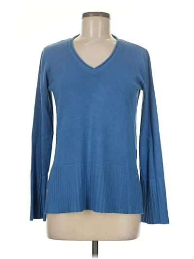 Pre-owned Melissa Paige Long Sleeve Top Blue V Neck Tops