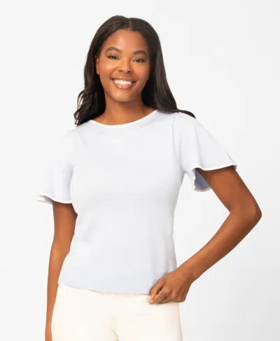 Melissa Paige Petite Boat-neck Flutter-sleeve Sweater In Gray