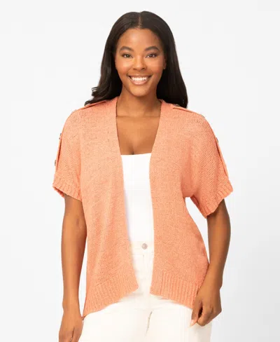 Melissa Paige Petite Button Shoulder Flyaway Cardigan Sweater In Orange