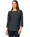 Melissa Paige Petite Button-trim Dolman-sleeve Sweater
