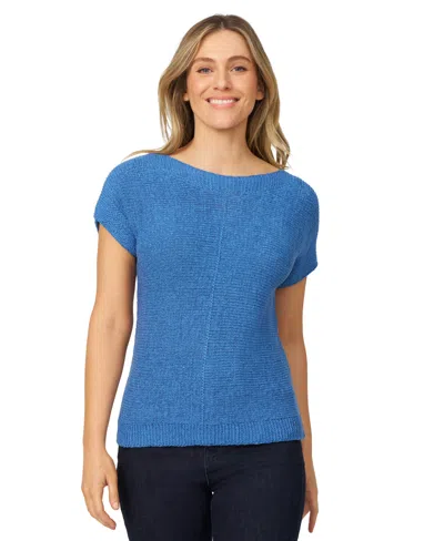 Melissa Paige Petite Buttoned-back Dolman-sleeve Sweater In Riverside