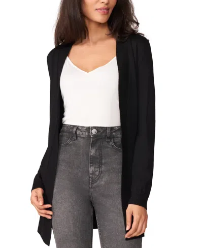 Melissa Paige Petite Cable Trim Open Front Cardigan Sweater In Black