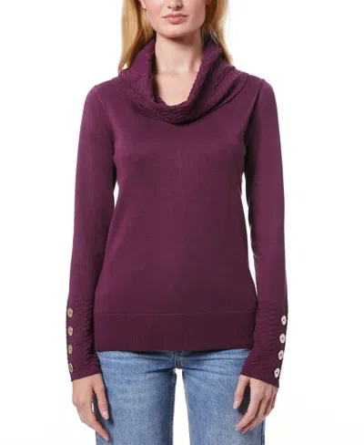 Melissa Paige Womens Chevron Trimmed Cowl Neck Sweater Pxs 3x In Purple